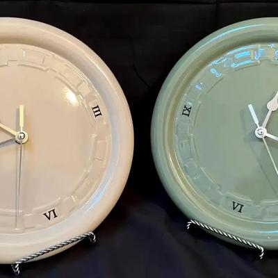 Longaberger Woven Traditions Wall Clocks – Six Ivory & One Sage (Original Packaging)