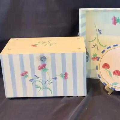 Lenox “Poppies on Blue” Collection Featuring Large Serving Tray & Bread Box