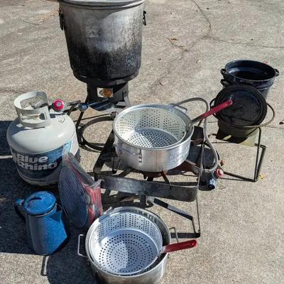 Outdoor Cooking & Camping Cookware Collection Featuring Bass Pro Shops Propane Burner