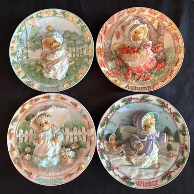 Cherished Teddies “Four Seasons” 3D Plate Collection