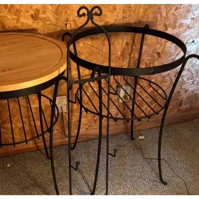 Longaberger Iron Table Bases with Wooden Top & Hanging Rack
