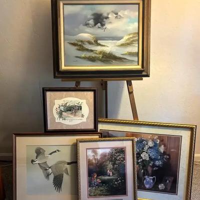 Signed Framed Art Collection — Gay Talbott • W. Kay Blacklock • Glen Loates & Easel