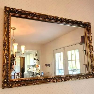 Vintage Hollywood Regency Gold Gilt Ornate Framed Mirror