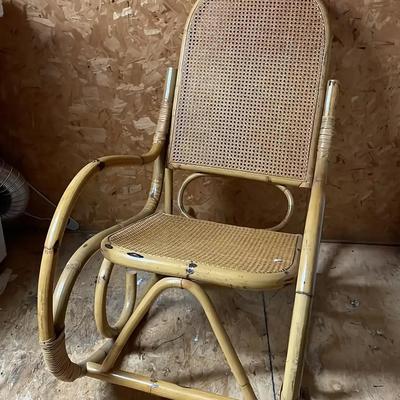 Bamboo & Rattan Rocking Chair with Cane Seat and Back