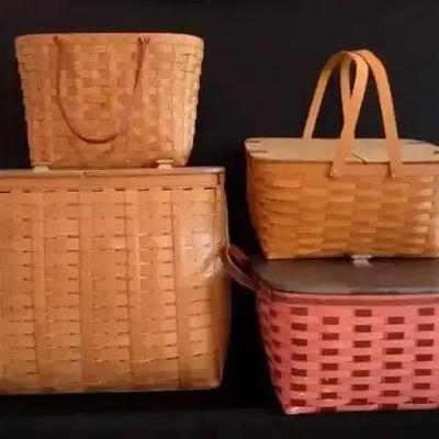 Longaberger Picnic & Divider Baskets with Liners