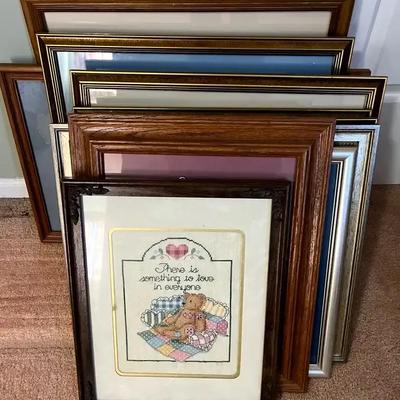 Large Collection of Framed Cross Stitch Artworks