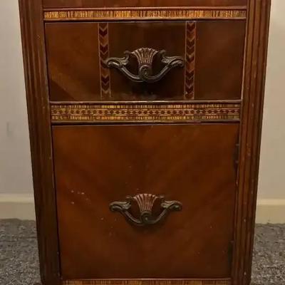 Art Deco Waterfall Nightstand with Original Bakelite Pulls