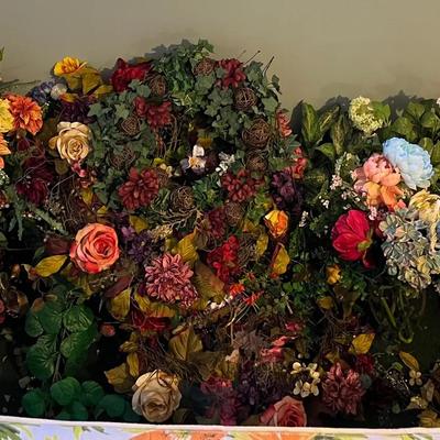 Collection of Faux Floral Arrangements & Decorative Wreaths