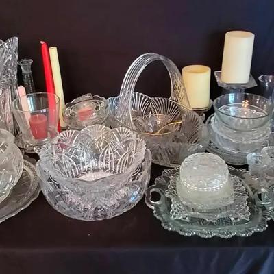 Large Crystal & Glassware Collection Featuring Princess House Lead Crystal Basket