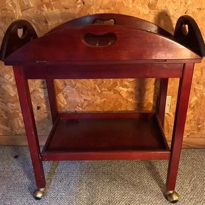 Vintage Mahogany Butler’s Tray Table on Brass Casters