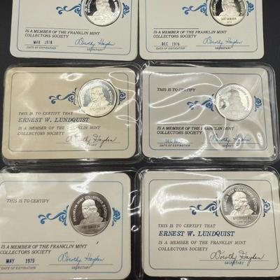 Lot Of (6) Sterling Silver Franklin Mint Collectors Society Medals - 42 Grams
Lot #: 26