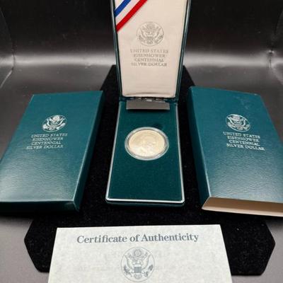 1990 Eisenhower Centennial Commemorative Silver Dollar W/Box & COA
Lot #: 23