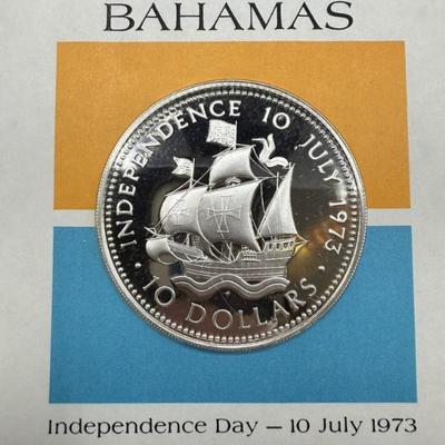 1973 Sterling Silver Bahamas Independence Day 10 Dollar Coin, 2 Inch Diameter, 48.6 Grams
Lot #: 18