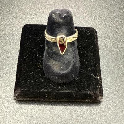 Native American-Style 925 Silver Ring W/Polished Garnet Stone, Size 6, 3.44 Grams
Lot #: 33