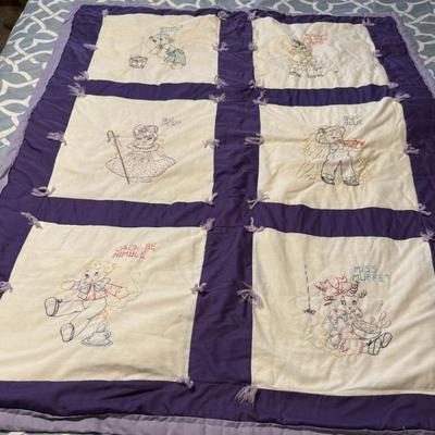 Vintage Children's Tied Quilt With Embroidered Nursery Rhymes
Lot #: 62