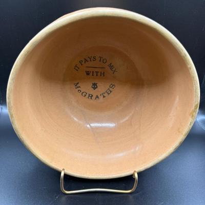 Vintage USA Brand 8" Advertising Stoneware Mixing Bowl- McGrath's
Lot #: 64