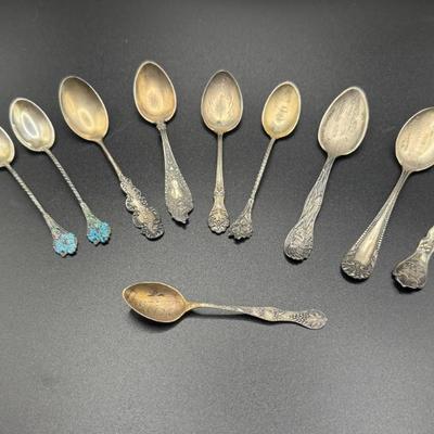 Mixed Lot (10) Vintage Sterling Silver Demitasse Spoons- Enameled, Souvenir, Gold Washed - 67.52 Grams
Lot #: 46