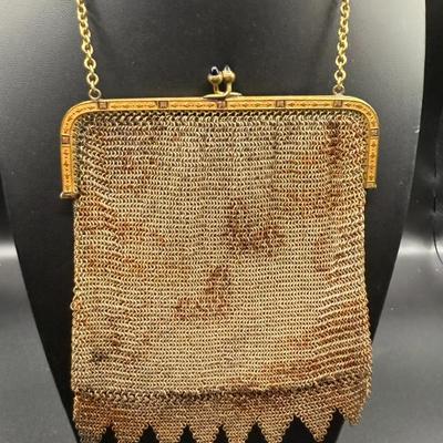 Antique Metal Mesh Purse W/Blue Stone Closures
Lot #: 54