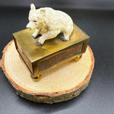 Vintage Brass Match Holder With Painted Bear Top - Includes Vintage Matchbox
Lot #: 63