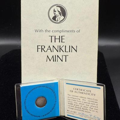1971 Franklin Mint Apollo 14 Silver Mini Coin Containing Silver That Traveled To The Moon
Lot #: 25