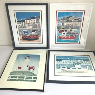 Set of Four Nautical & Coastal Framed Art Prints