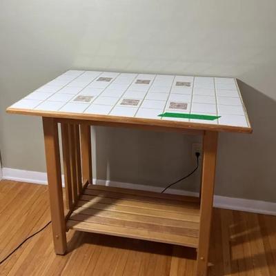 Tile-Top Wooden Kitchen Island
