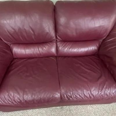 Burgundy Leather Loveseat