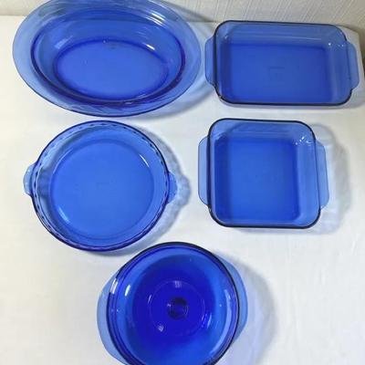 Set of 5 Pyrex Cobalt Blue Baking Dishes