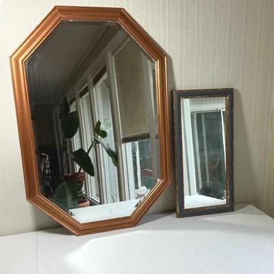 Pair of Decorative Framed Mirrors – Octagon & Rectangular