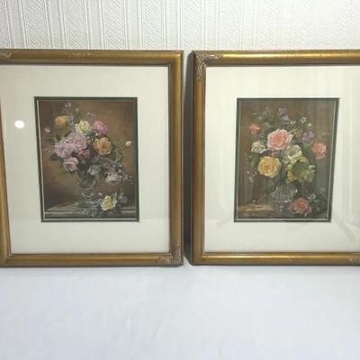 Pair of Albert Williams Floral Still Life Framed Prints