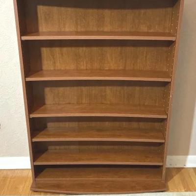 Low Profile Five-Shelf Wood Bookcase