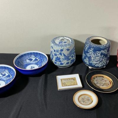 Assorted Asian-Style Decorative Bowls, Vases & Accent Dishes Lot