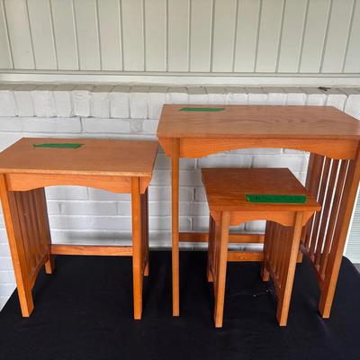 Set of Three Mission-Style Oak Nesting Tables