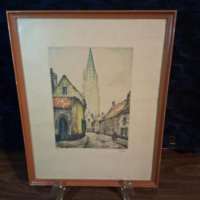 Sale Photo Thumbnail #42: Antique Aquatint, Notre Dame Artist: Roger Hebbelinck 