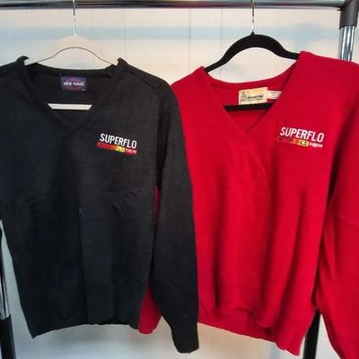 (2) Superflo Motor Oils Exxon Sweaters By Pine State & Lindon Fog 