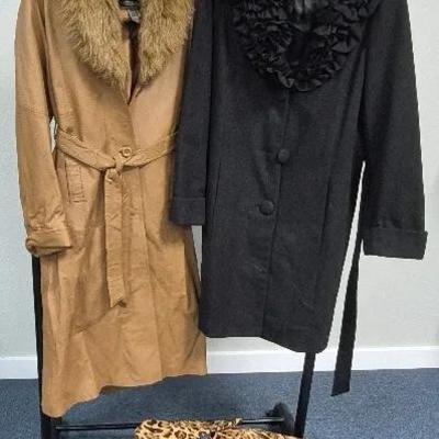 Women's Coats  Sizes Medium and Large Leather By Terry Lewis Black Coat Dennis Basso Leoapord Boots