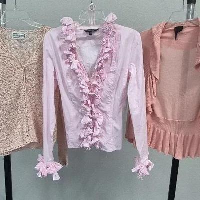 Women's Pink Blouses and Sweater Sizes Medium & Large By Karin Stevens Colleen Lopez and Heart Crush