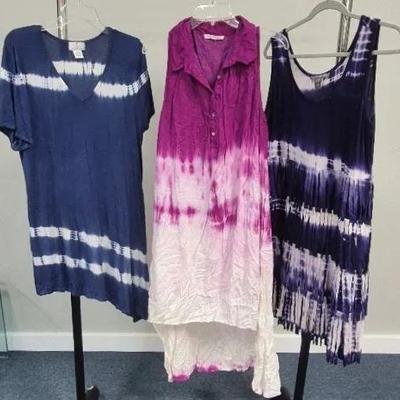 Women's Tye Dye Dresses Sizes XLarge By OSO Casuals Ibdigo Thread Co  and Kate & Mallory 