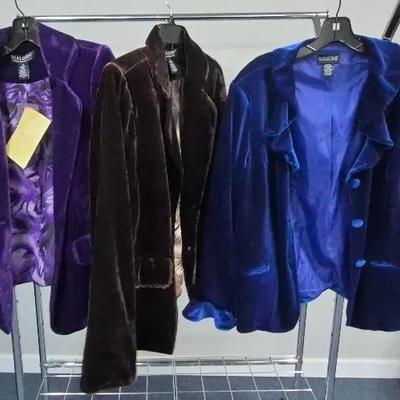 Women's Velvet Look Suit Jackets By Dialogue Sizes Small and Medium 