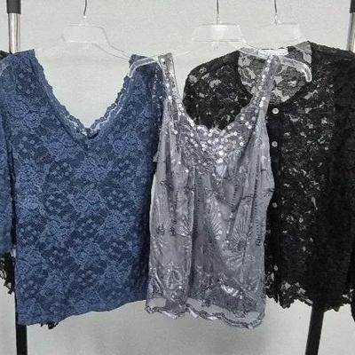 Women's Lacy Tops Sizes Large and XL By Tiramisu Karen Kane and Boston Proper 