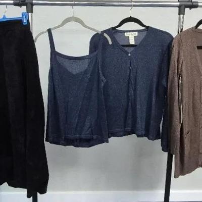 Women's Sweater Sets Medium & Large By Kevo and Diane Gilman and Suede Skirt Size 8