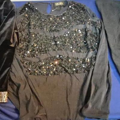 Dressy Black Sequin Blouses & Black Pants Size Large By Diane Gilman, Escalante & Women With Control