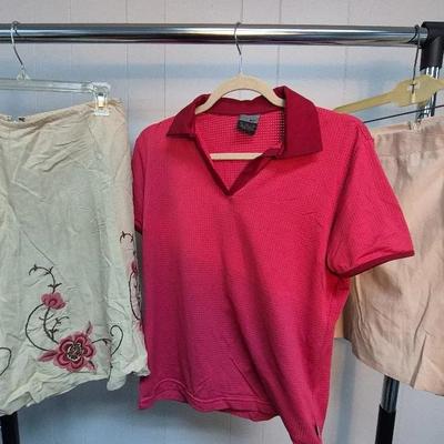 Two Cotton Skirts & Short Sleeve Shirt By Limited Stretch & Nike, Sizes SMALL
