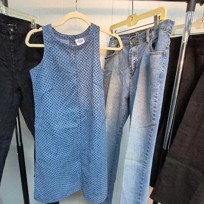 (3) Pair Of Jeans, Jean Dress By Diane Gilman, Size 10 .
