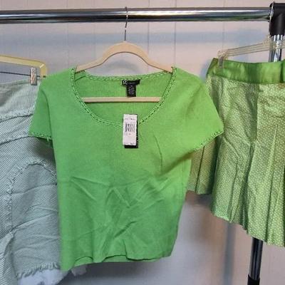 Two Cotton Skirts And Green Blouse Nyby Signature, Elevenses, ING, Sizes Small - Medium 