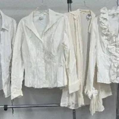 Women's White Blouses Sizes Medium and Large By Boston Proper Finley and Diane Gilman 