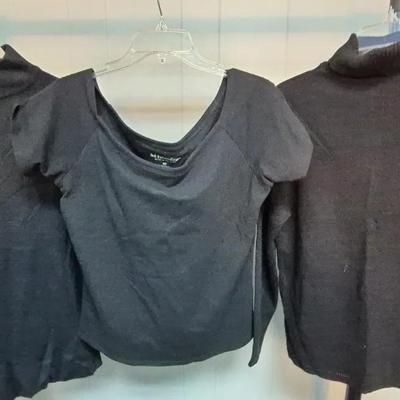 (2) Black Turtleneck Sweaters, (1) Black Short Sleeve Shirt By Cervelle & Soft Surroundings 