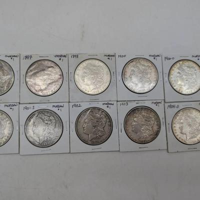 10 Different Date / Mint Mark Morgan Dollars