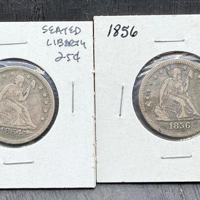 1854 & 1856 Seated Liberty Quarters 
