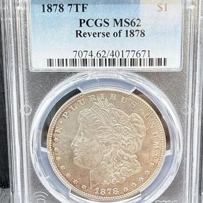 1878 7TF Morgan Dollar PCGS MS62 Rev Of 1878